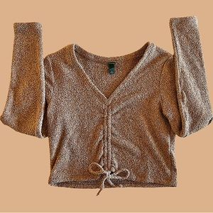 Wild Fable Crop Brown Scrunch Sweater